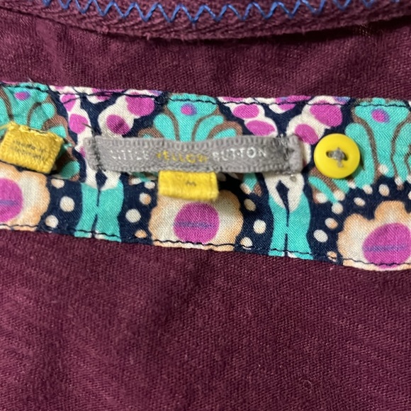 Anthropologie Little Yellow Button Medium Deep Plum long sleeve shirt - Picture 5 of 5